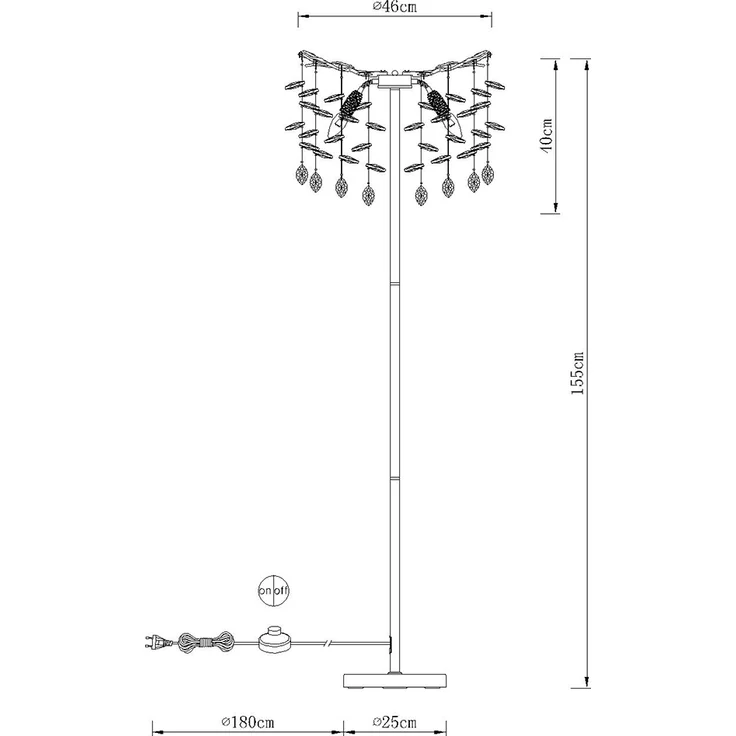 Ausgefallene Stehlampe QUEENA Gold mit Glas Kristall 2-farbig, Höhe 155cm – Bild 7