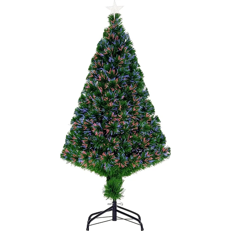 HOMCOM Künstlicher Weihnachtsbaum Weihnachtsbaum, Tannenbaum, Lichtfaser LED Christaum, Grün, 120 cm – Bild 1