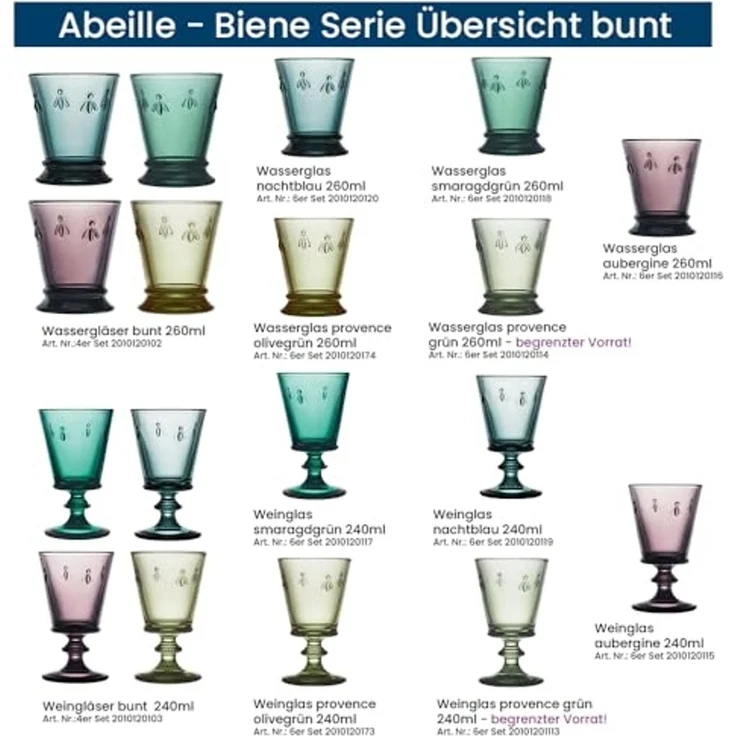 La Rochère Biene Abeille Weinglas 240 ml 6er Set - Olivengrün – Bild 6
