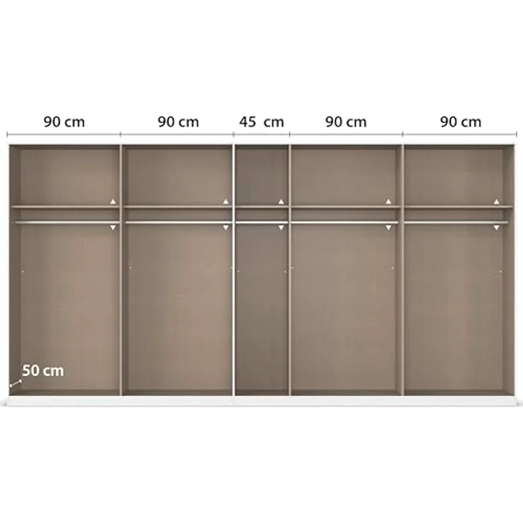 Rauch Möbel Alabama, Kleiderschrank für Schlafzimmer, Kinderzimmer, Wohnzimmer, Garderobe, Flur, 9-türig, Spiegel, mit Zubehör Basic, Farbe Weiß | Eiche Artisan, Breite 405 cm – Bild 7