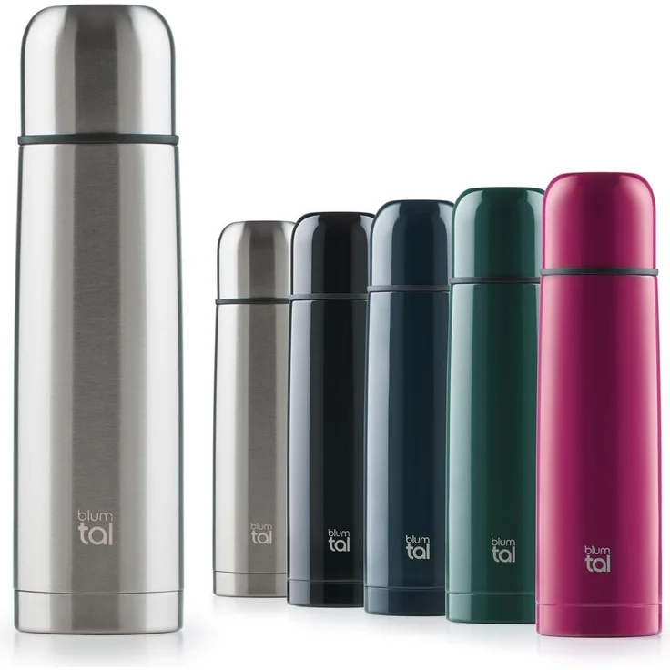 Blumtal® Thermosflasche 350 ml - BPA-freie Thermoskanne für warm&kalt - auslaufsichere Isolierflasche 350ml aus Edelstahl rostfrei - Thermoskanne mit Becher/Thermoskanne Tee - Stainless Steel - Silber – Bild 1
