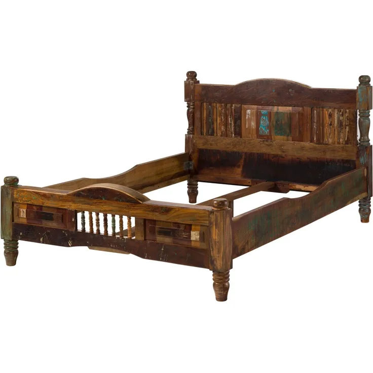 Bett Altholz 140x200x100 mehrfarbig lackiert FABLE #21