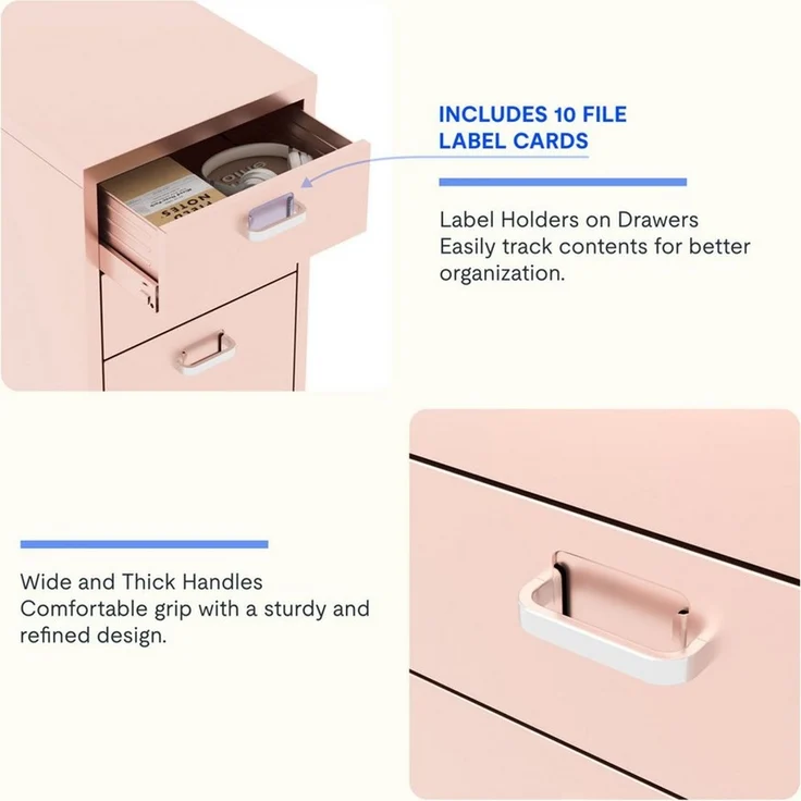 FLEXISPOT Container Rollcontainer für Ihr Büro&Home-Office, 28 x 48 x 41 cm (mobiler Aktenschrank mit 3 Schubladen, mit Rollen, Büroschrank) – Bild 3