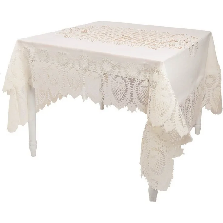 SCHÖNER LEBEN. Tischdecke Tischdecke Outdoor Häkelspitze Amira beige 137x180cm, abwaschbar