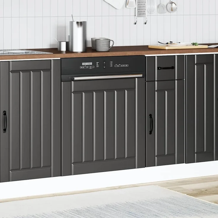 vidaXL Geschirrspülerblende Lucca Schwarz Holzwerkstoff 853898 – Bild 3