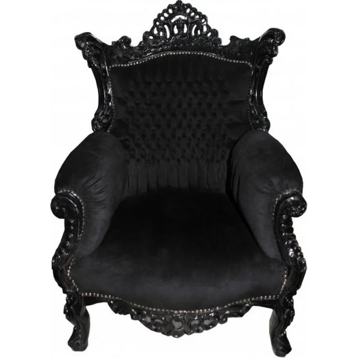 Casa Padrino Sessel Barock Sessel Al Capone Schwarz-Schwarz