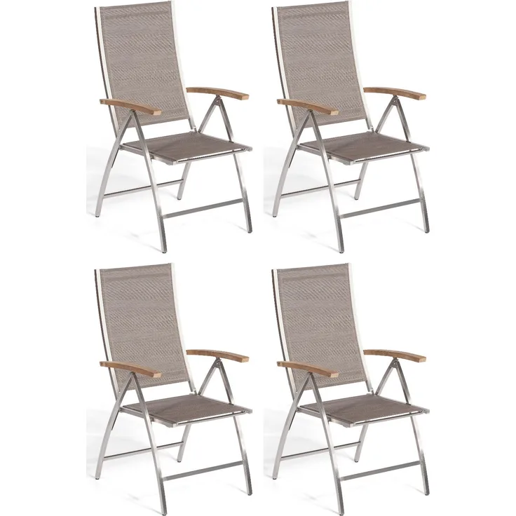 Sonnenpartner 4x Klappsessel Paragon Edelstahl/Textilen taupe Klapp-Sessel Klappstuhl