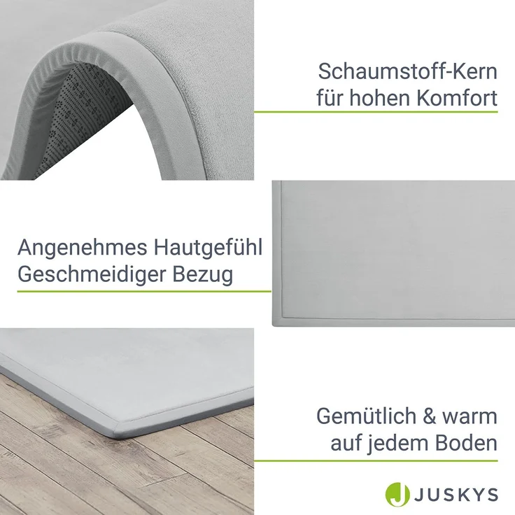 Juskys Krabbelmatte, Polyester grau, 220 x 180 cm – Bild 4