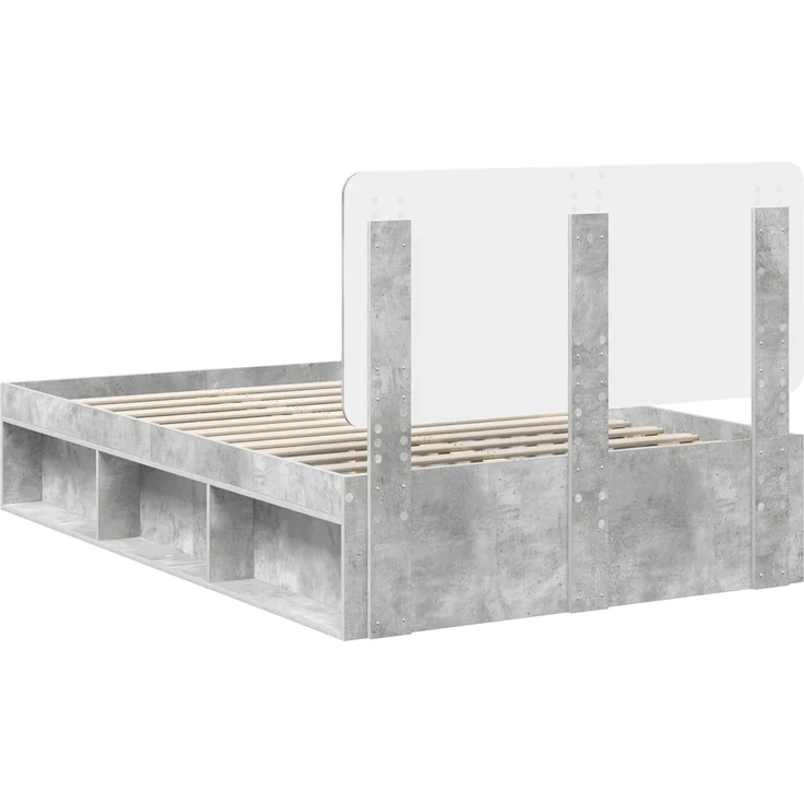 vidaXL Bettrahmen mit Kopfteil Beton 120 x 190 cm Massives Kiefernholz 3412518 – Bild 8