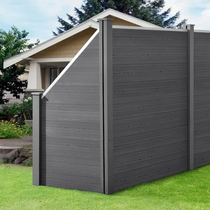 WPC Gartenzaun mit Schrägelement 183x277 cm grau [neu. holz] – Bild 7