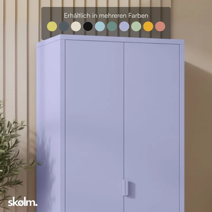 skølm 'Ituri' Kleiderschrank, Metall, 170x45x80 cm, lila, Garderobe mit 4 Fächern und 2 Kleiderstangen – Bild 8