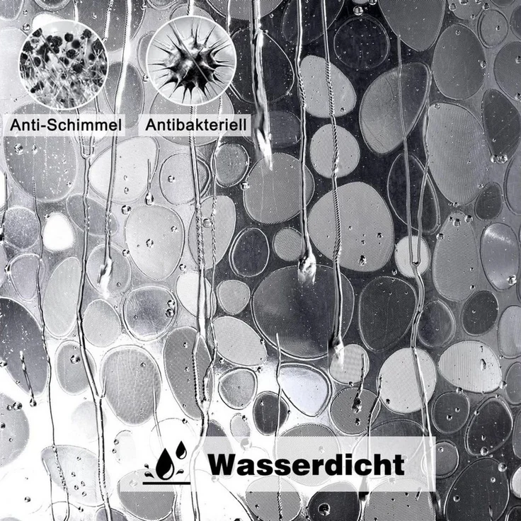 Agger Duschvorhang Duschschirm,mit Gewicht Magnet unten,wasserdicht, Schimmelresistent Breite 180 cm – Bild 2