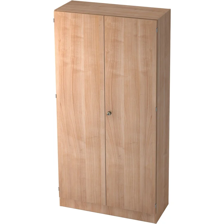 bümö office Aktenschrank abschließbar, 100 cm breit, 5 Ordnerhöhen, Nussbaum - breiter Büroschrank mit Flügeltüren, 4 verstellbaren Fachböden und Sockel, 6910-N-N-SG – Bild 1