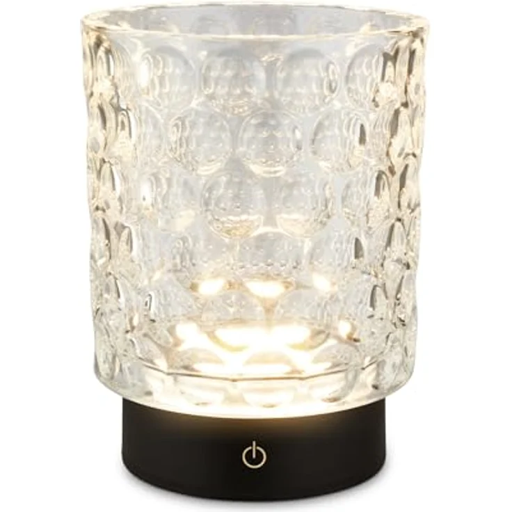 Briloner Sunora LED Tischlampe, kabellos, dimmbar, IP44 spritzwassergeschützt, klar, Ø11 x 15 cm – Bild 1
