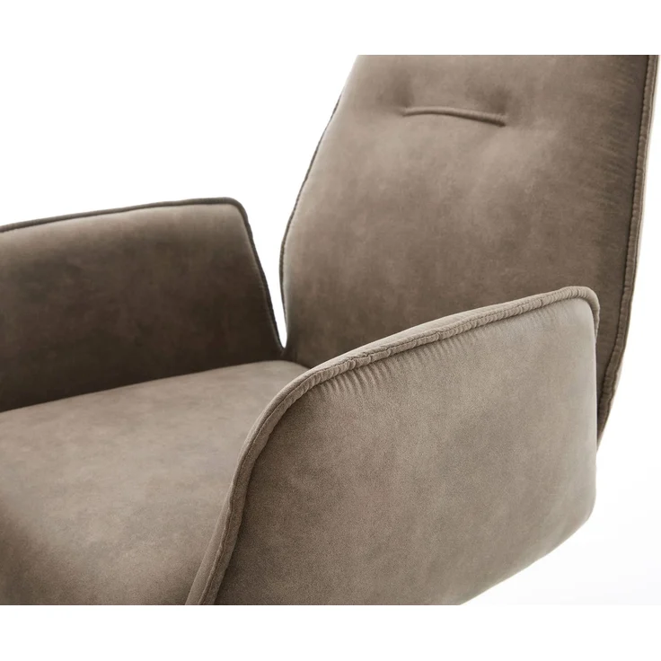 Esszimmerstuhl Zoa-Flex Mikrofaser Taupe Vintage Kreuzgestell breit Schwarz Taschenfederkern – Bild 4