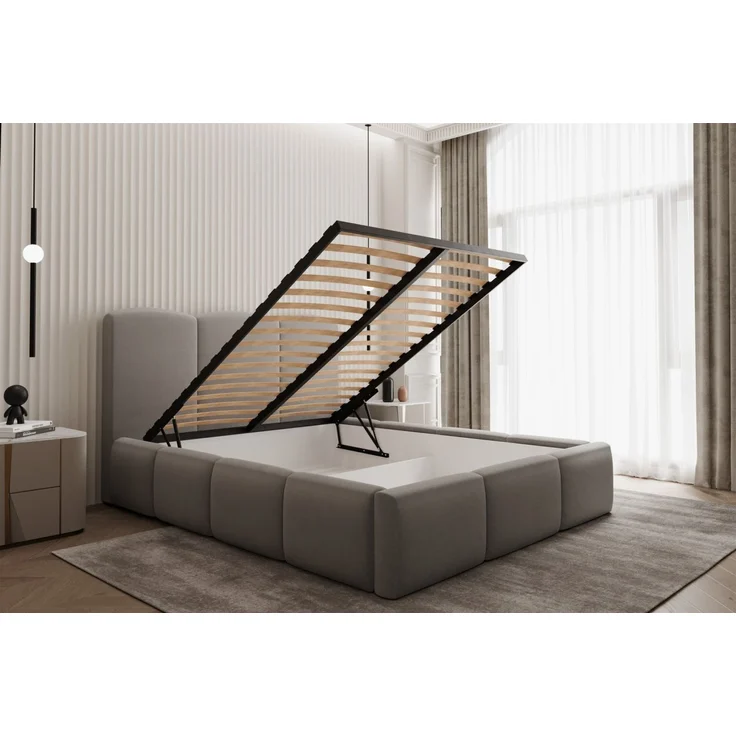 Polsterbett Doppelbett DUNIA Komplettset in Stoff Opera Velvet Petrol 120x200cm – Bild 2