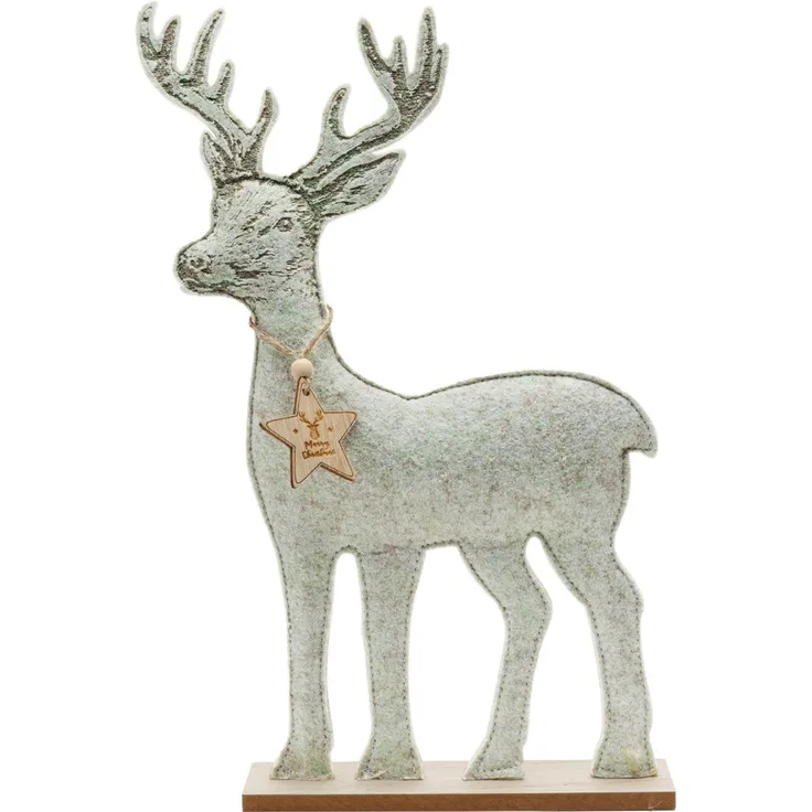 TrendLine Deko Holz Rentier 59 x 5 x 39 cm grau gold