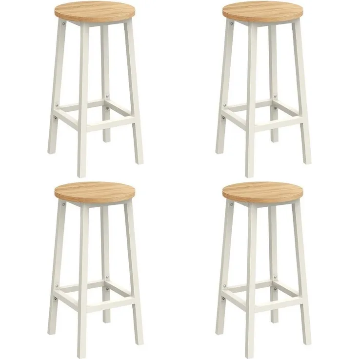 VASAGLE Barhocker, 4er Set Barstuhl, Küchenstühle mit Stahlgestell, Höhe 65 cm, rund, einfache Montage, Industrie-Design, von SONGMICS, Weiß