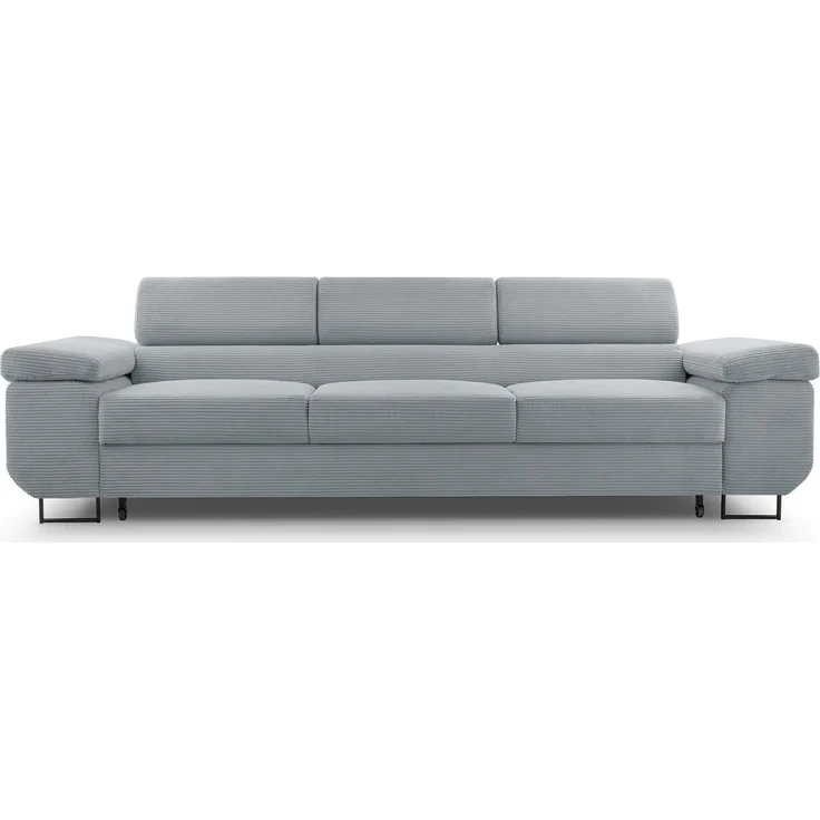 Selsey 'Capurso' Schlafsofa mit verstellbaren Kopfstützen und Stauraum, Cord, Hellgrau – Bild 4