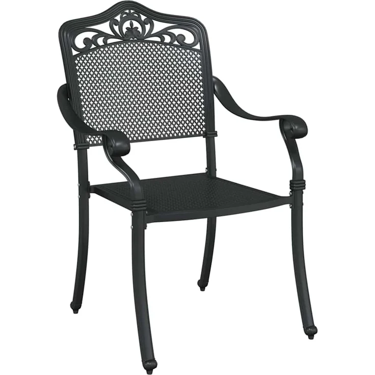 2er Set Gartenstuhl, Balkonstuhl Schwarz 55 x 55 x 92,5 cm Aluminium – Bild 3
