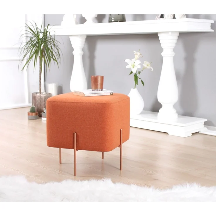Hanah Home 'Copper 53 - Orange' Pouffe, Orange, 40 x 42 x 40 cm – Bild 3