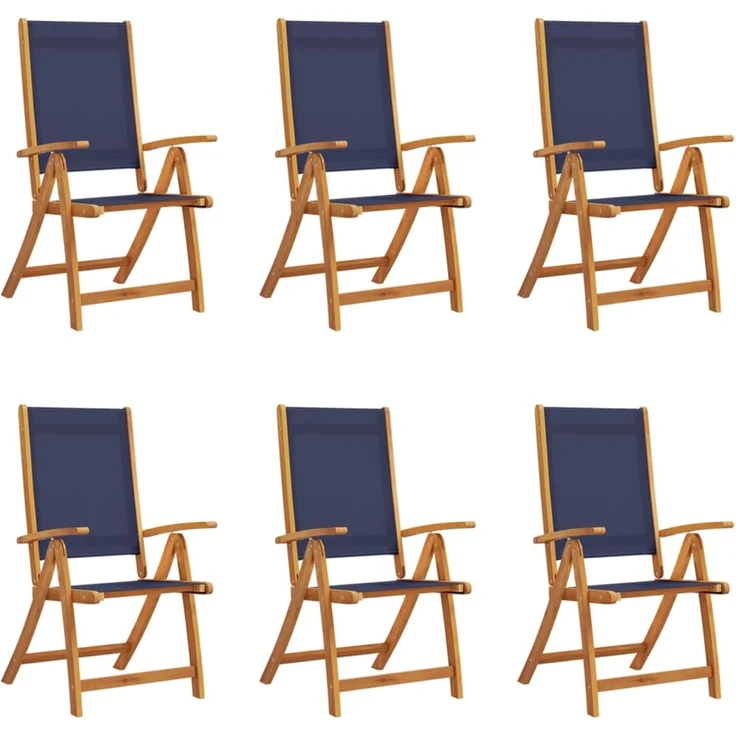 vidaXL Klappstühle, 6 Stück, Massivholz Akazie und Textilene 3279242 – Bild 2