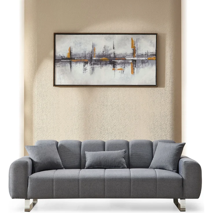 Sitzgruppe/Sofa Set - Wohnzimmergarnitur "Niva" 3+3+1-Grau/Orange – Bild 3