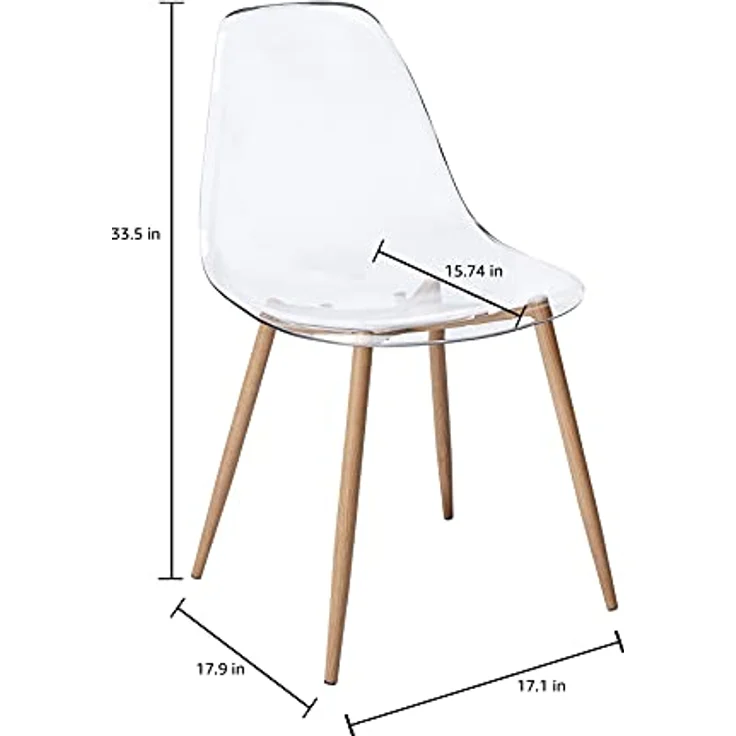 CangLong Satz von 4 Home Chair Modern Transparent Polycarbonat Robuste Esszimmerstühle mit Metallbeinen für Küche Esszimmer & Gardon – Bild 9