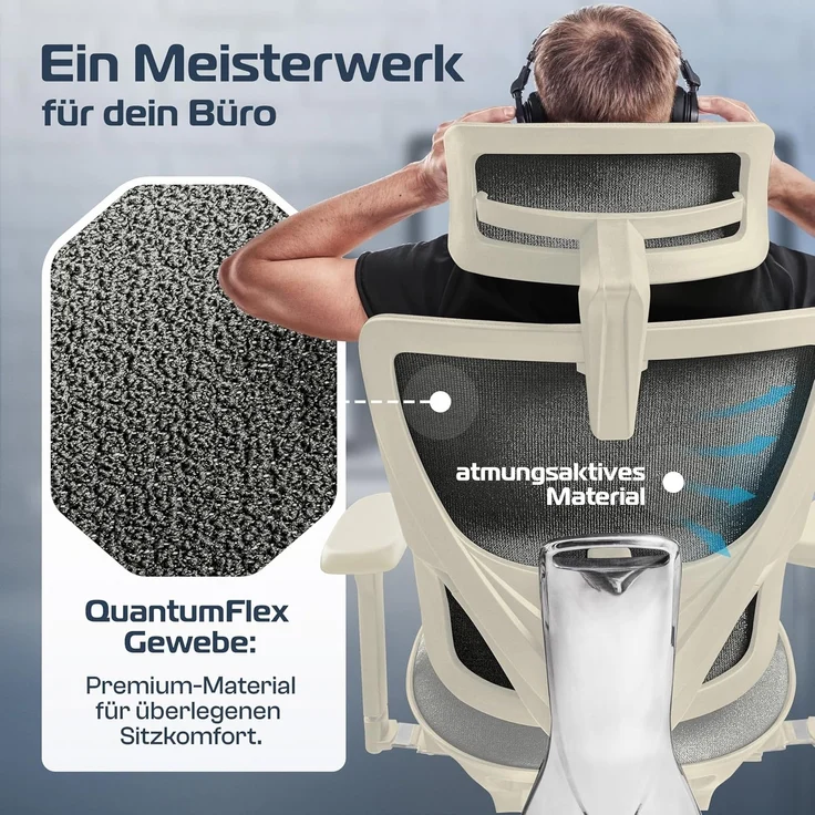 CLOUVOU MasterSeat Bürostuhl Ergonomisch [TESTSIEGER] Schreibtischstuhl 100% individuell einstellbar | Büro Stuhl & Gaming Stuhl | Computerstuhl Home Office Chair Ergonomic | Drehstuhl 150 kg – Bild 4