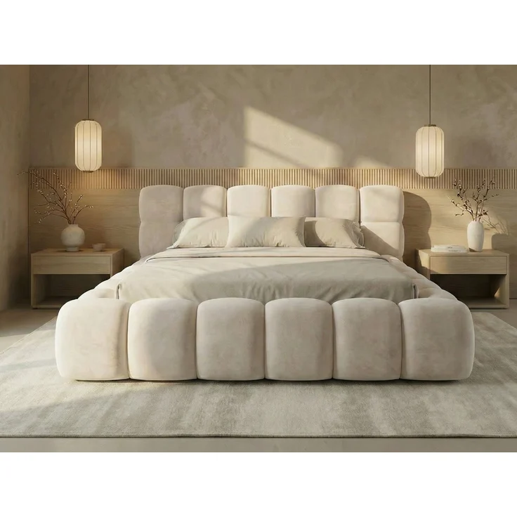 yourhouse24 Polsterbett BOSTON Slim aus Samt, Designer-Bett im Low-Seating Look, Platzsparendes Slim-Format mit großem Bettkasten & 95cm Kopfteil – Bild 1