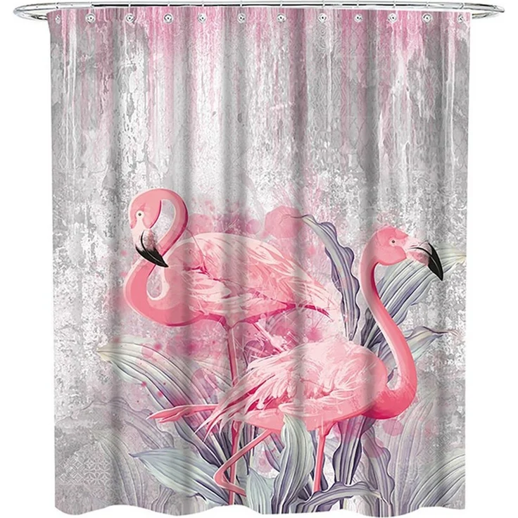 Sanilo Duschvorhang Flamingo 180 x 200 cm, 100% wasserdicht, Anti-Schimmel-Effekt, hochwertige Qualität – Bild 1
