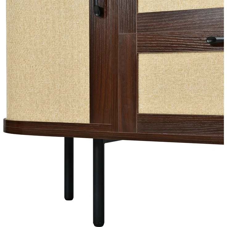 ZUBALIYA Wohnwand Set TV-Lowboard & Sideboard mit Geflechtfront / MDF-Korpus, MDF-Korpus, 120.00 x 40.00 x 82.00 cm, fürs Wohnzimmer, mit Schubladen, mit Stauraum, Samt, Walnuss – Bild 22