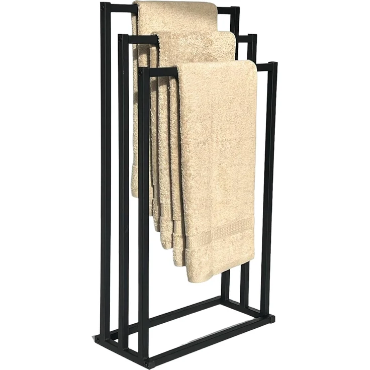 DanDiBo Handtuchhalter Stehend Schwarz Matt Metall KW449 3-armig Badetuchhalter mit 3 Handtuchstangen Badezimmer Badezimmermöbel Modern – Bild 6