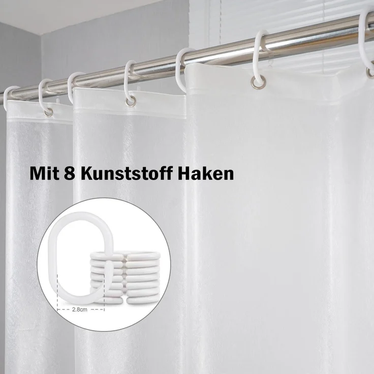Duschvorhang 120x200 Transparent Weiß mit 3 Magnete Wasserdicht Anti-Schimmel – Bild 5
