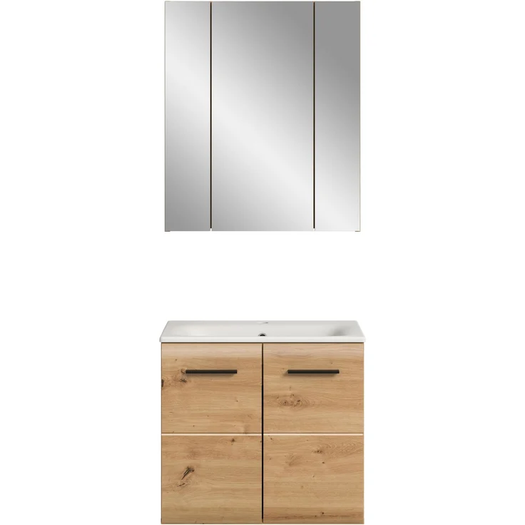 Badkombination (B/H/T: 60x185x46 cm) in Artisan Oak Nachbildung und Artisan Oak Nachbildung – Bild 2