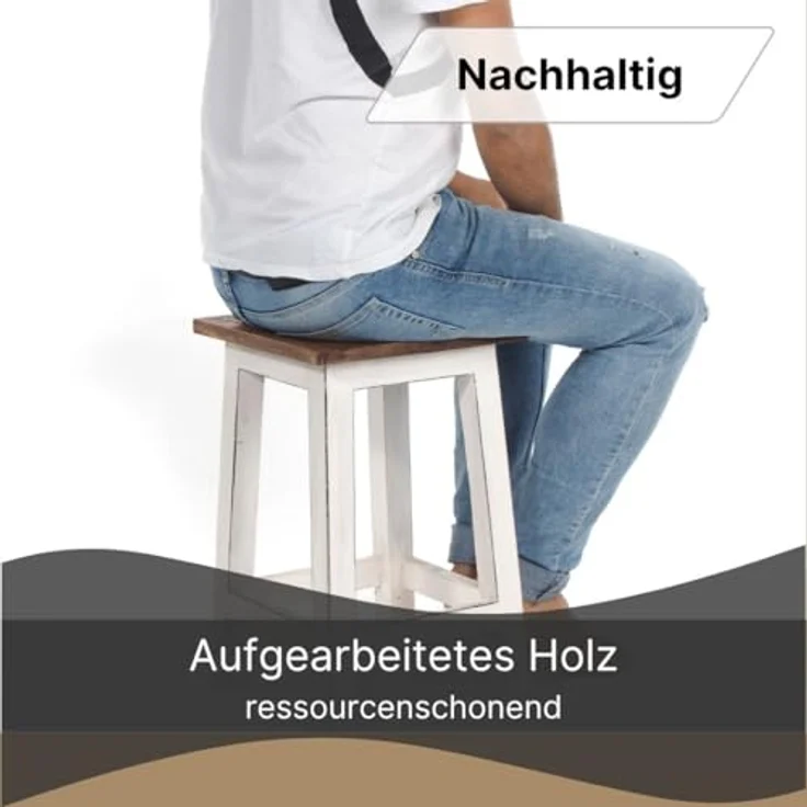 DESIGN DELIGHTS Hocker Sitzhocker MADERO, 48x30cm(HxB) Altholz Holzhocker, massivholz Hocker – Bild 4