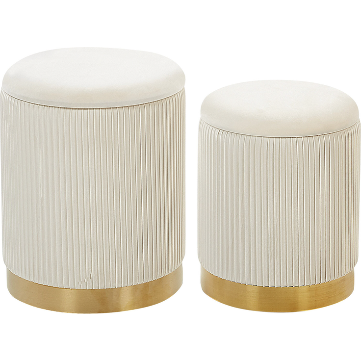 Pouf Samtstoff mit Stauraum weiß 2er Set MIRAMAR