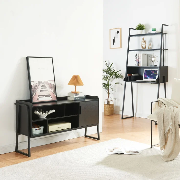 Möbelset Storfjord 2-tlg. 1x Schreibtisch, 1 TV Schrank [en. casa] – Bild 1