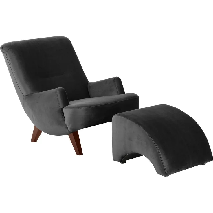 Sessel Kajsa 71x80x101 Bezug Samtvelours Buche nussbaum/schwarz