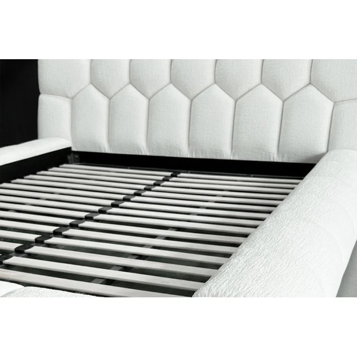 KAWOLA Bett ATTICO Polsterbett Stoff cremeweiß 200x200 cm mit Lattenrost – Bild 7