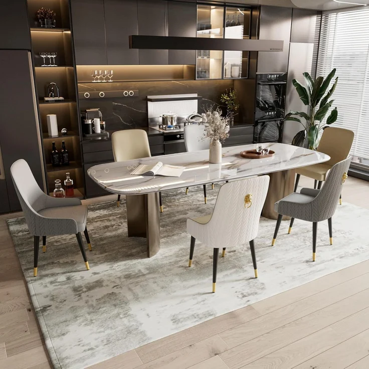 FATIVO Esszimmersthle 2er Set Polstersthle bis 150 kg belastbar Beige Kunstleder Bequeme H?he mit hoher Rckenlehne Esszimmer Sthle Esszimmer Wohnzimmer 90x44x44 cm – Bild 9
