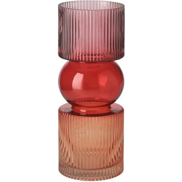 Giftcompany Dekovase Vase Jacquard Streifen Rot Orange (30cm) – Bild 2