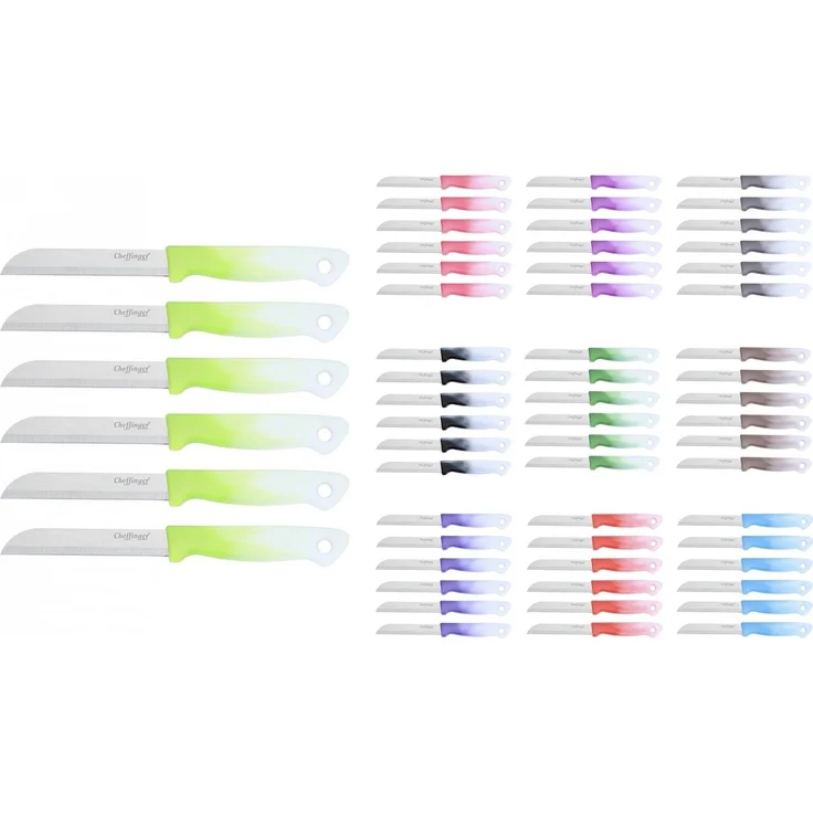 Cheffinger Messer-Set Küchenmesser Steakmesser 6-tlg CF-MK06 Auswahl Farbe Violett hell