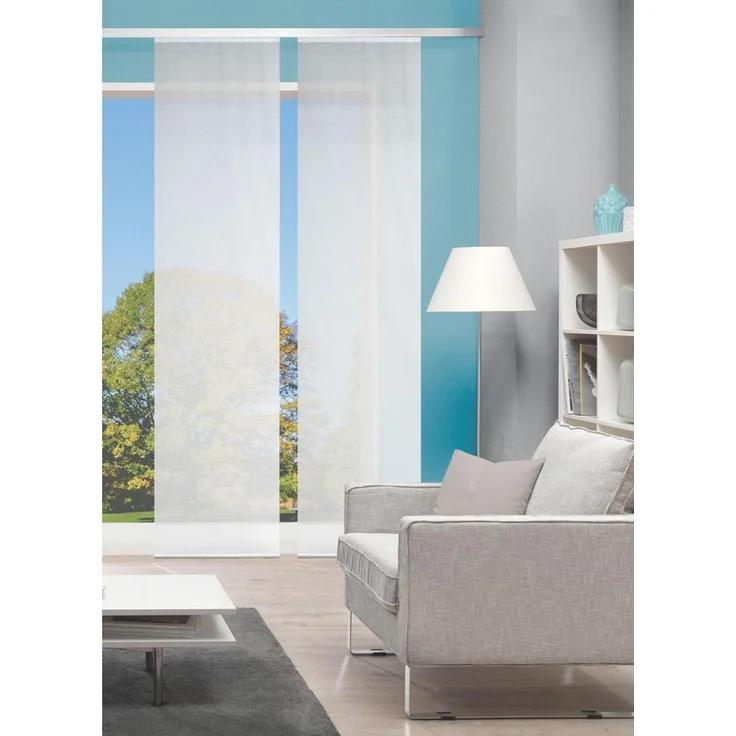 HOME WOHNIDEEN Schiebegardine 2er-Set Schiebegardine ROM, halbtransparent BambusOptik, 2x 260x60 cm (2 St), Paneelwagen, transparent, 100% Polyester – Bild 1
