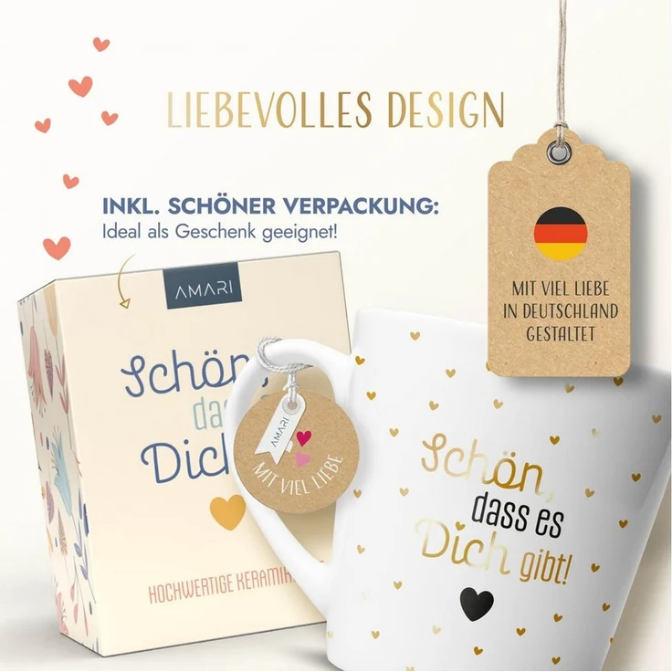 Amari Tasse hochwertige Goldveredelung (Nr. 22) Geschenkidee, Kaffeetasse Teetasse Bürotasse 330 ml für Freundin, Mama, Kollegin – Bild 3