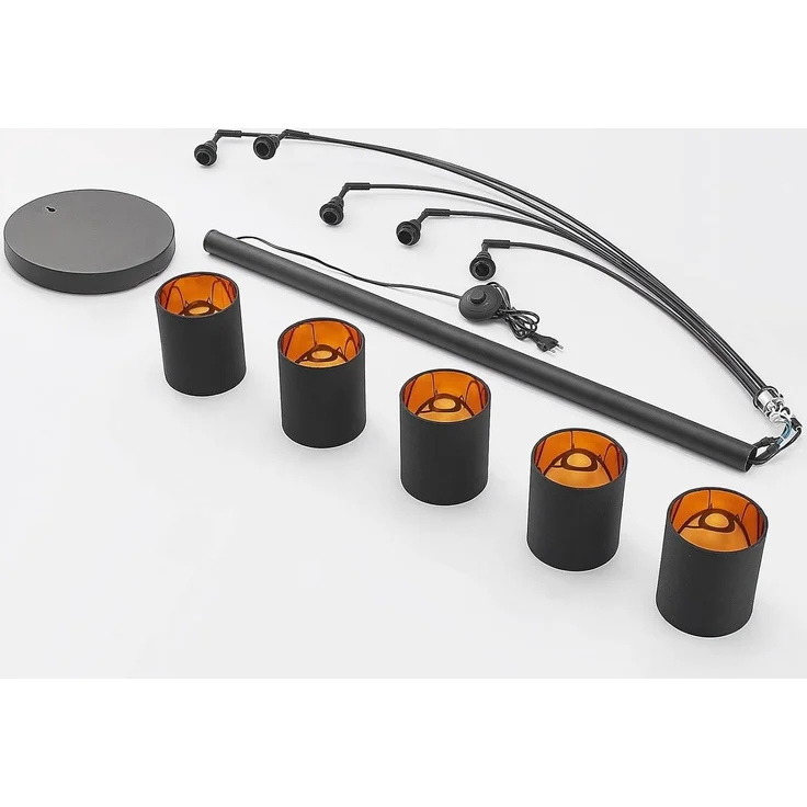 Lindby Stehlampe Abiram, LED, Metall, Schwarz IP20, 5x8 W LED – Bild 9