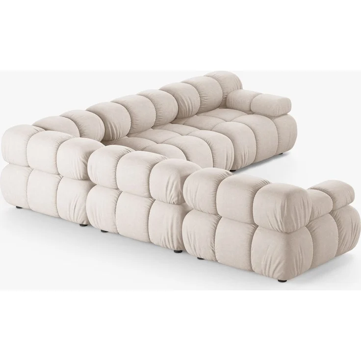 Micadoni Symmetrisches Ecksofa Bellis 5-Sitzer Strukturierter Stoff Liberty Beige – Bild 4