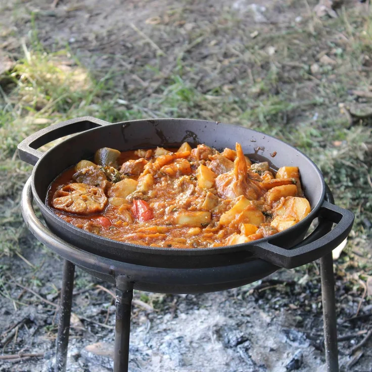 Ø36cm Gusseisenpfanne mit Deckel-Grillpfanne aus Gusseisen Bräter Schmortopf aus Gusseisen zwei Griffe Servierpfanne – Bild 9