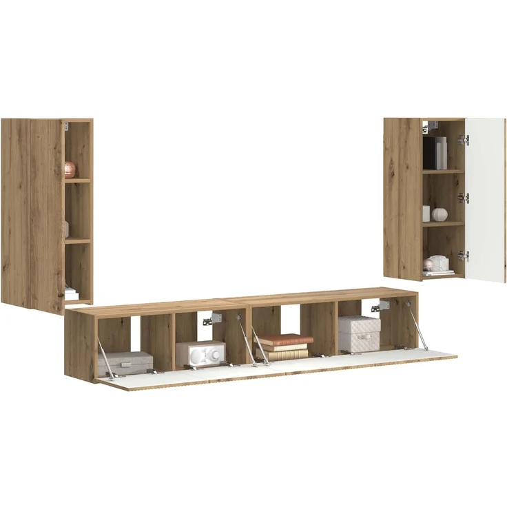 vidaXL TV-Schrankset 4 stk. Artisan-Eiche Holzwerkstoff 3409167 – Bild 3