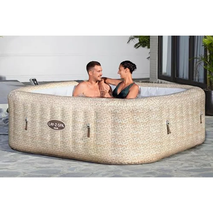 Bestway LAY-Z-SPA® Energiespar-Whirlpool Rome AirJet™ für 7 Personen, 201 x 201 x 71 cm, mit App-Steuerung, integrierter UltraFit™-Pumpeneinheit und Sandmarmor-Optik – Bild 11